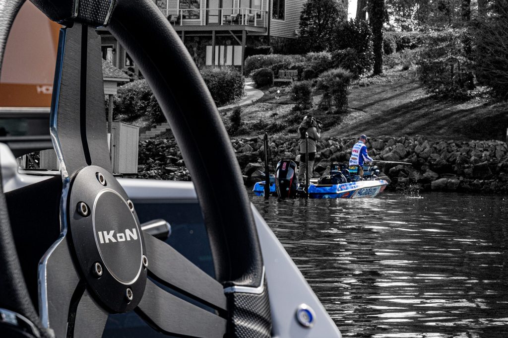 Steering wheel of an iKon Bass Boat