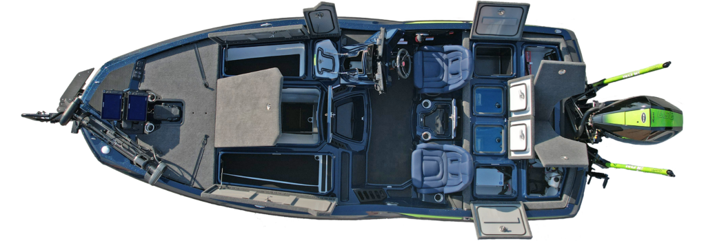 LX20 Bass Boat With All The Compartments Open